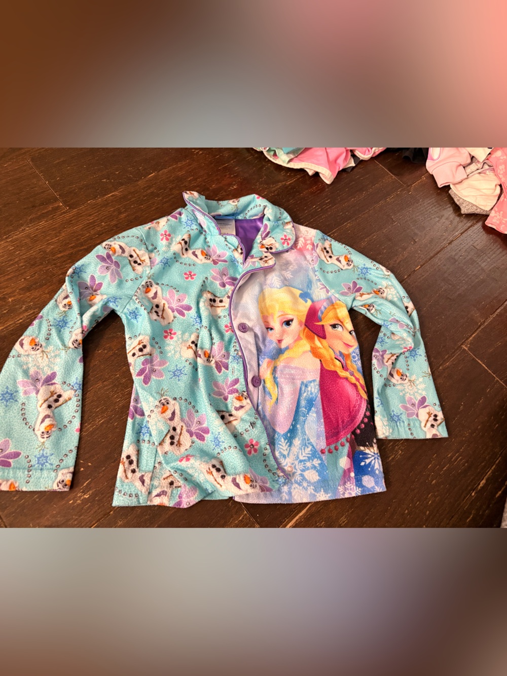 Girls Frozen Elsa & Anna Light Blue Fleece pj Jacket
